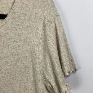 NWOT Cherokee | 100% Cotton Pointelle Stitch T-Shirt, Cream Color, Sz Large